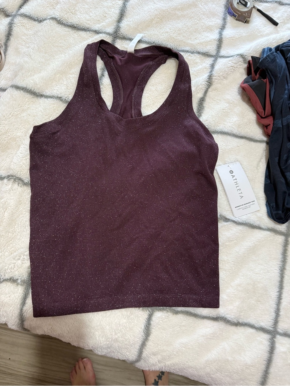 NWT Athleta woman’s size small burgundy Sparkle Racerback Tank